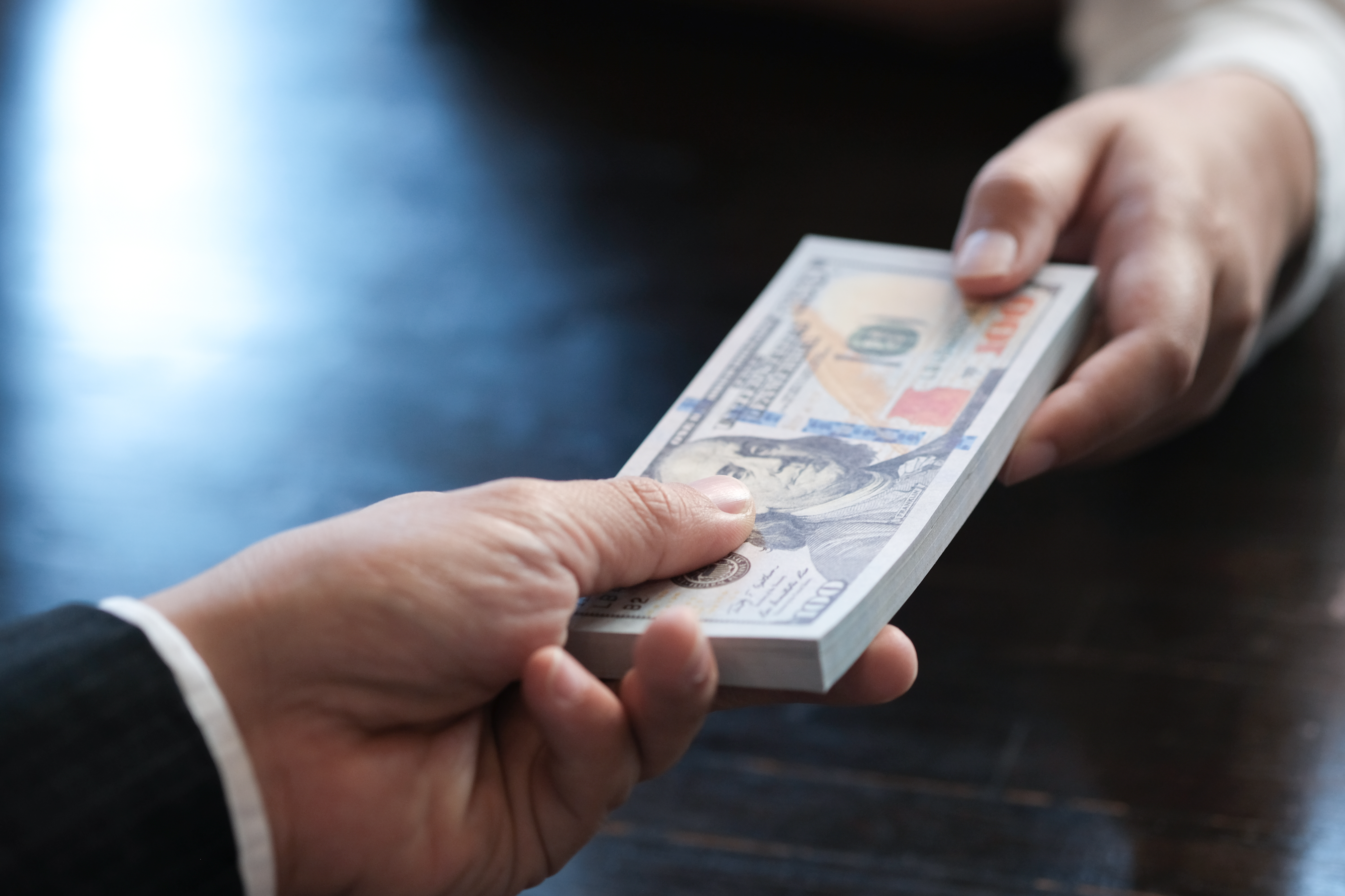 businessmen corruption. Man giving bribe money